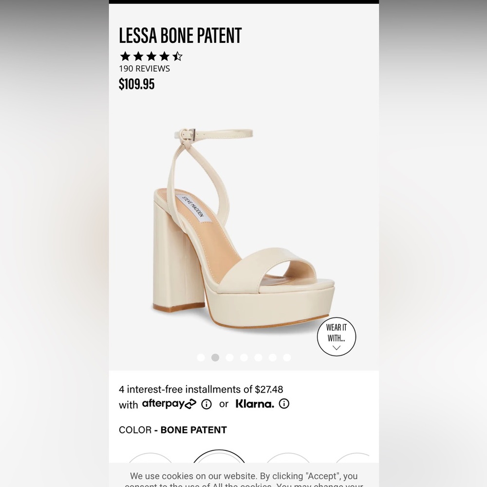 Steve Madden Lessa Platform heel in bone patent leather